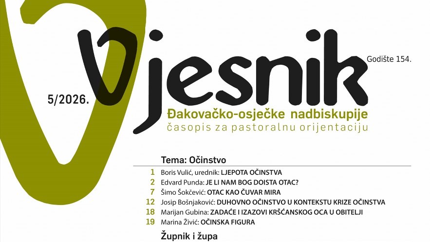 Cover of Vjesnik magazine, issue 5/2026, year 154, with large masthead and theme 'Tema: Očinstvo'