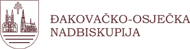 Logo of Đakovačko-Osječka Nadbiskupija with a shield showing church towers and a cross, alongside the organization's name